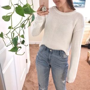 white knit sweater